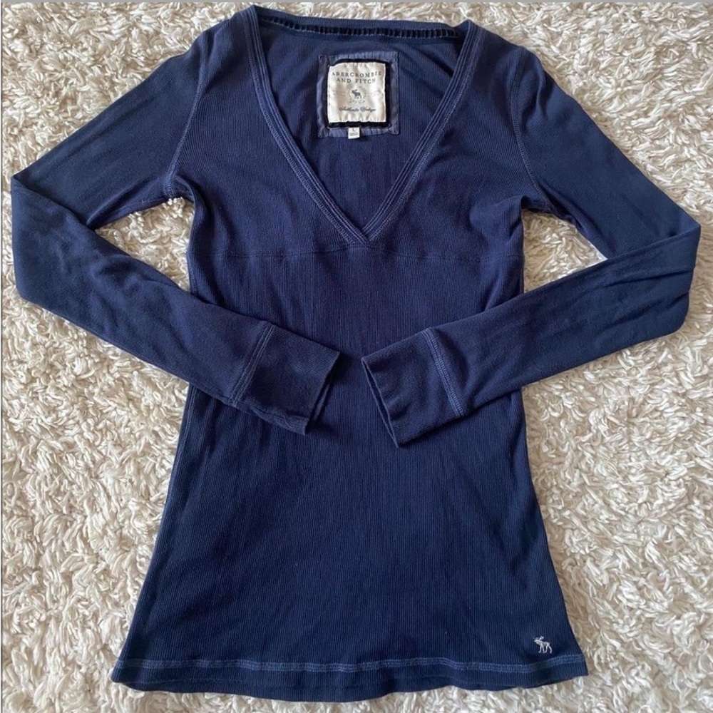 Abercrombie and fitch babydoll navy blue longsleeve top